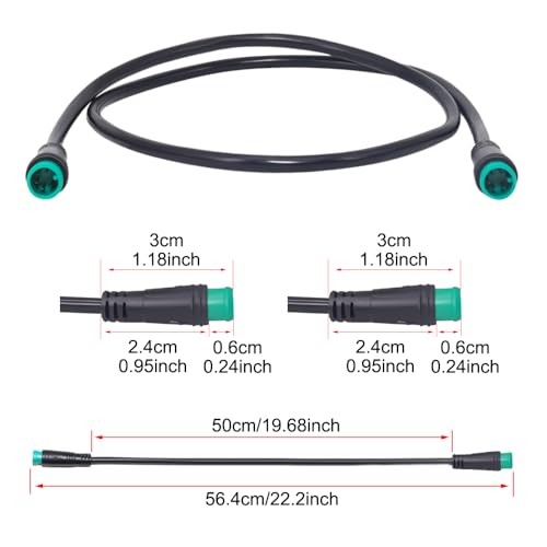 Male to Male Ebike Extension Cable for Electric Bike 5 Pin Male to Male Green