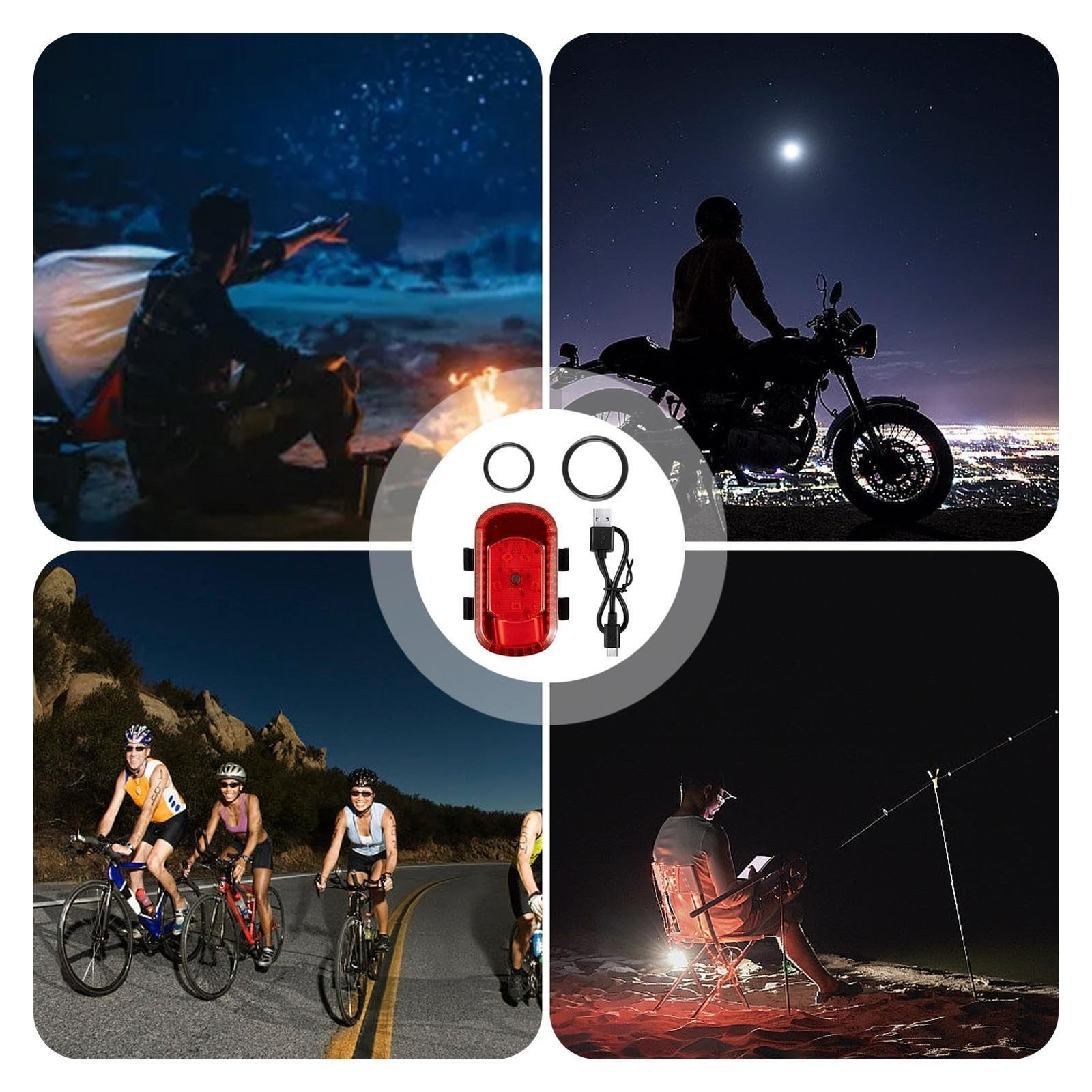 ABS Rechargeable LED Tail Light for Bike Motorcycle For Night Use