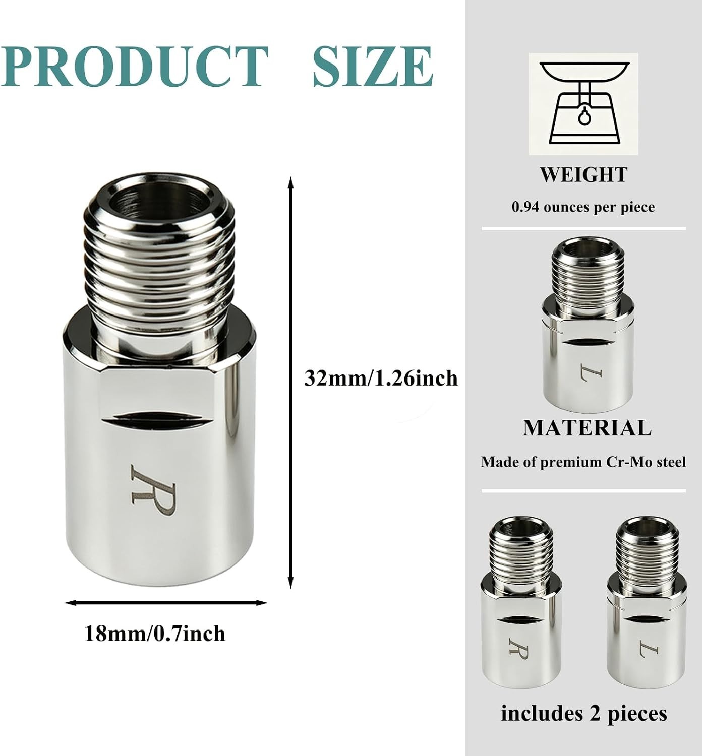 Durable Alloy Steel Bike Pedal Extenders for 9/16 Spindle – 20mm Extension