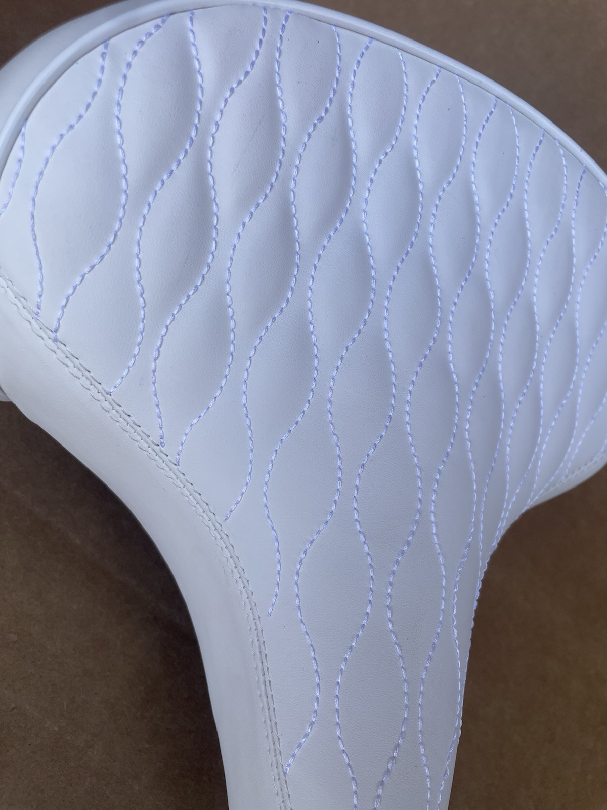 Beach Cruiser Bike Wide Saddle Seat with Springs Diamond Stitch WHITE
