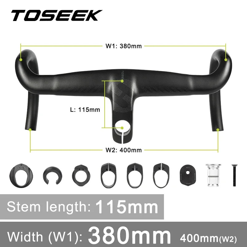 Road Bike Carbon Integrated Handlebar DI2 Full Internal Cable Routing Bent Bar