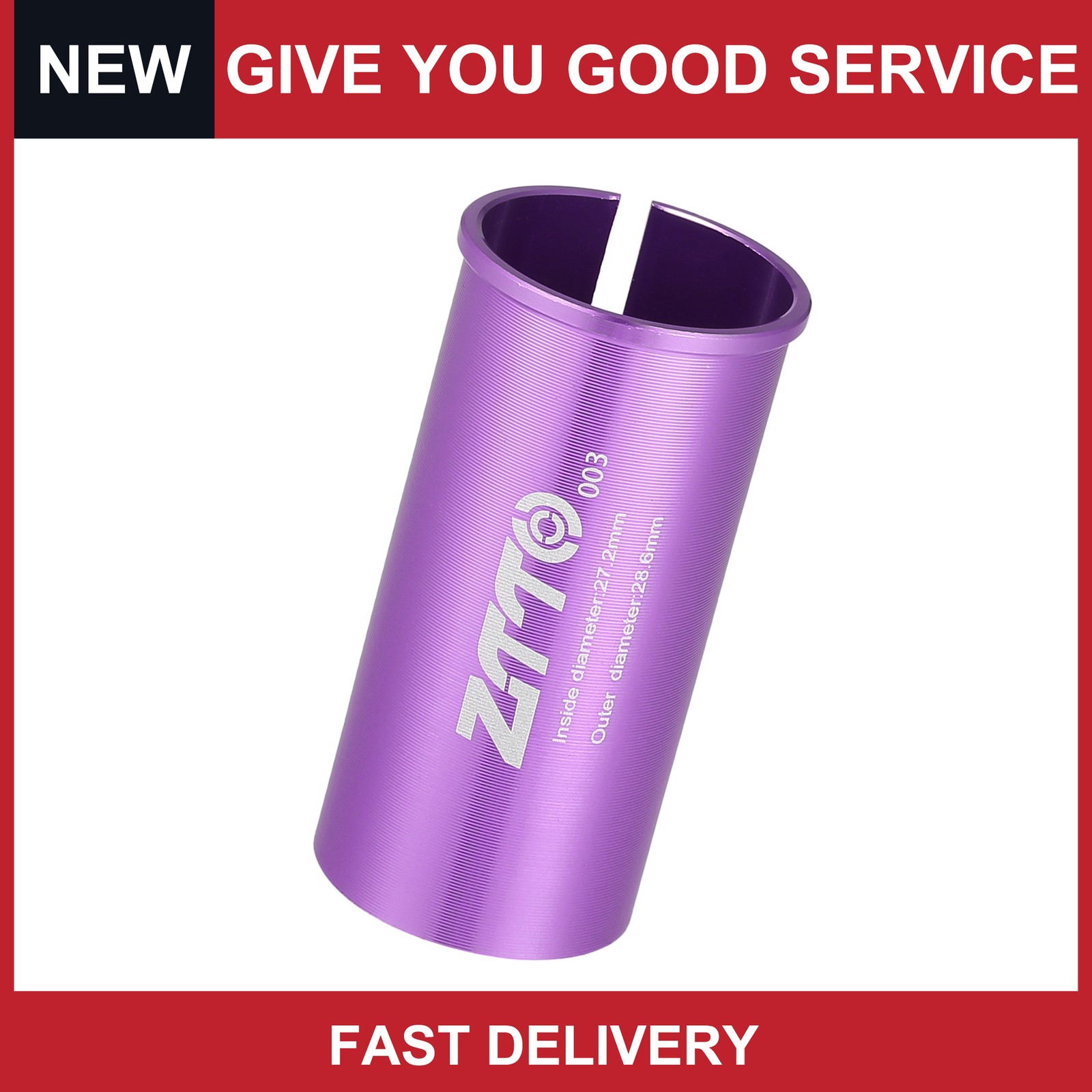 27.2mm 1.07″ ID 28.6mm 1.13″ OD Seat Post Adapter fit for Bicycle Durable Purple