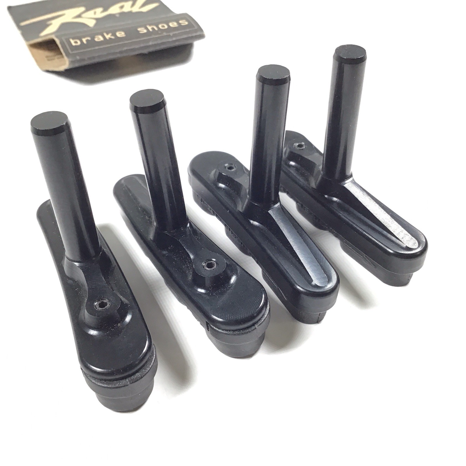 Real Design Cantilever Brake Shoes Pads Black Alloy Machined NOS Vinatge MTB BMX