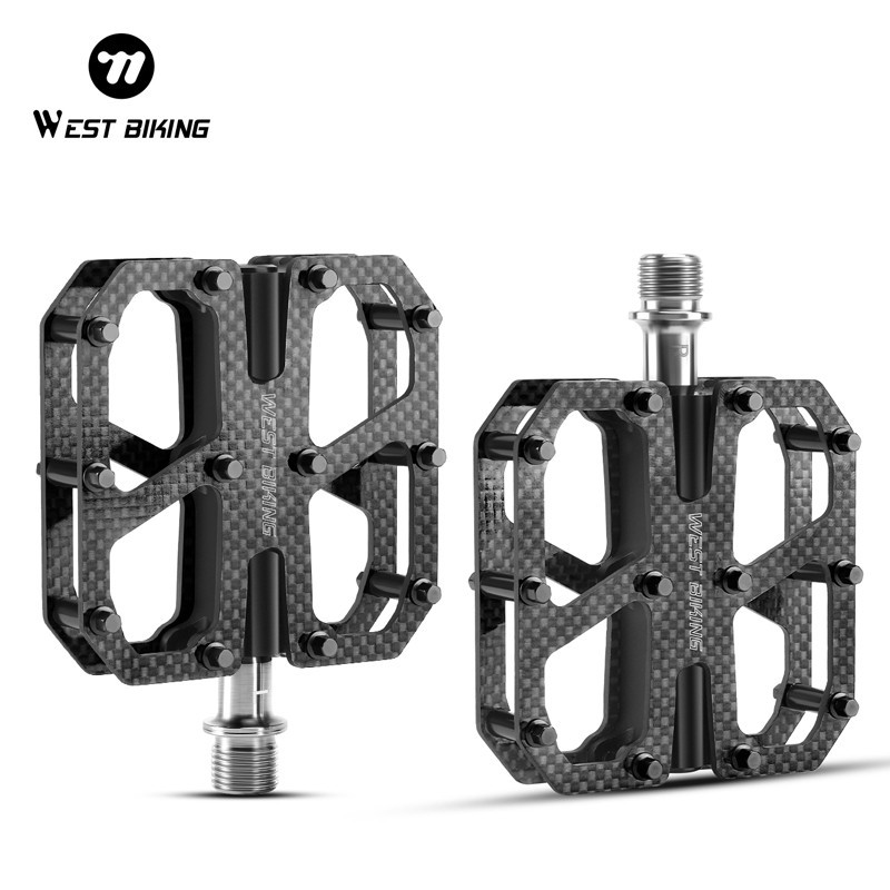 WEST BIKING Carbon Fiber Road Bike Pedals 3 Bearing Titanium Axis Bicycle Pedals