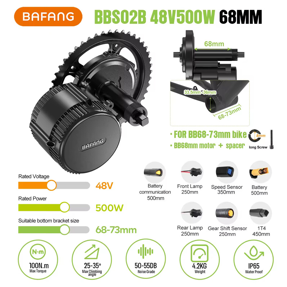 48V500W 68-73mm Bafang Electric Bike BBS Mid Motor DIY Ebike Conversion Kits