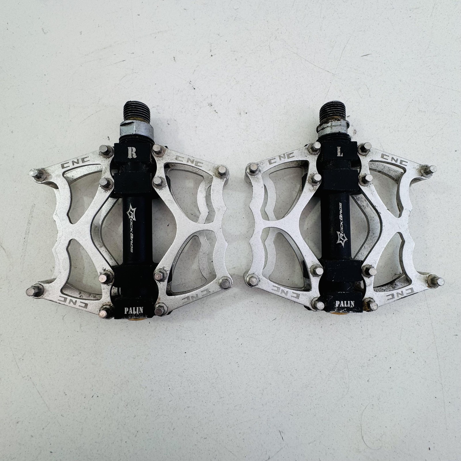 RockBros Palin Platform Bike Pedals Silver Black 9/16 In Flat MTB BMX CNC A80