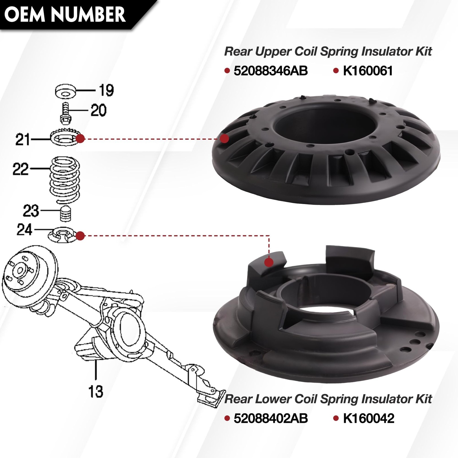 8Pcs Front Rear Upper & Lower Coil Spring Isolators Kit Fit For Jeep Grand Ch…