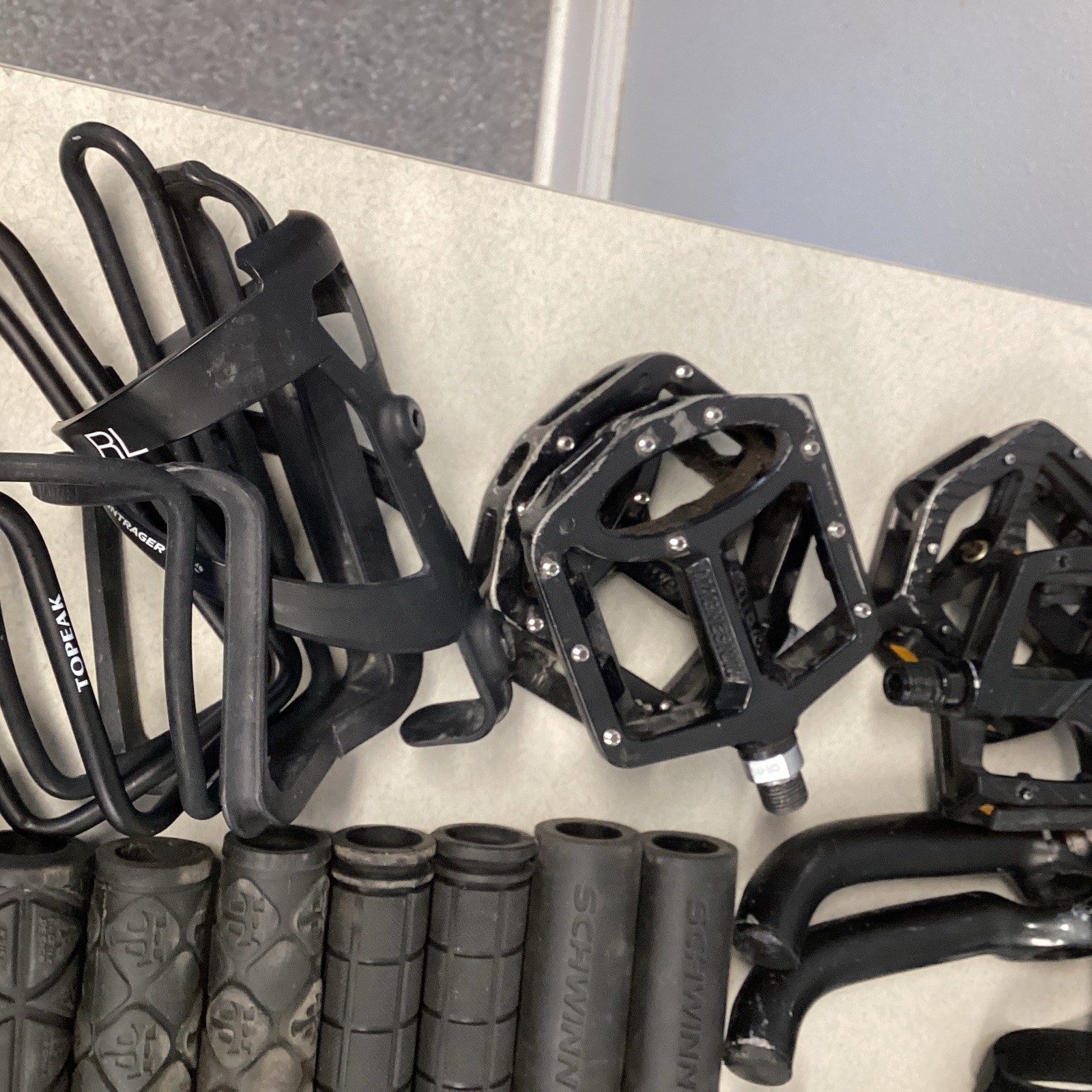 Lot Of Assorted Bicycle Parts – Grips, Bar Ends, Stem, Pedals, etc. #16