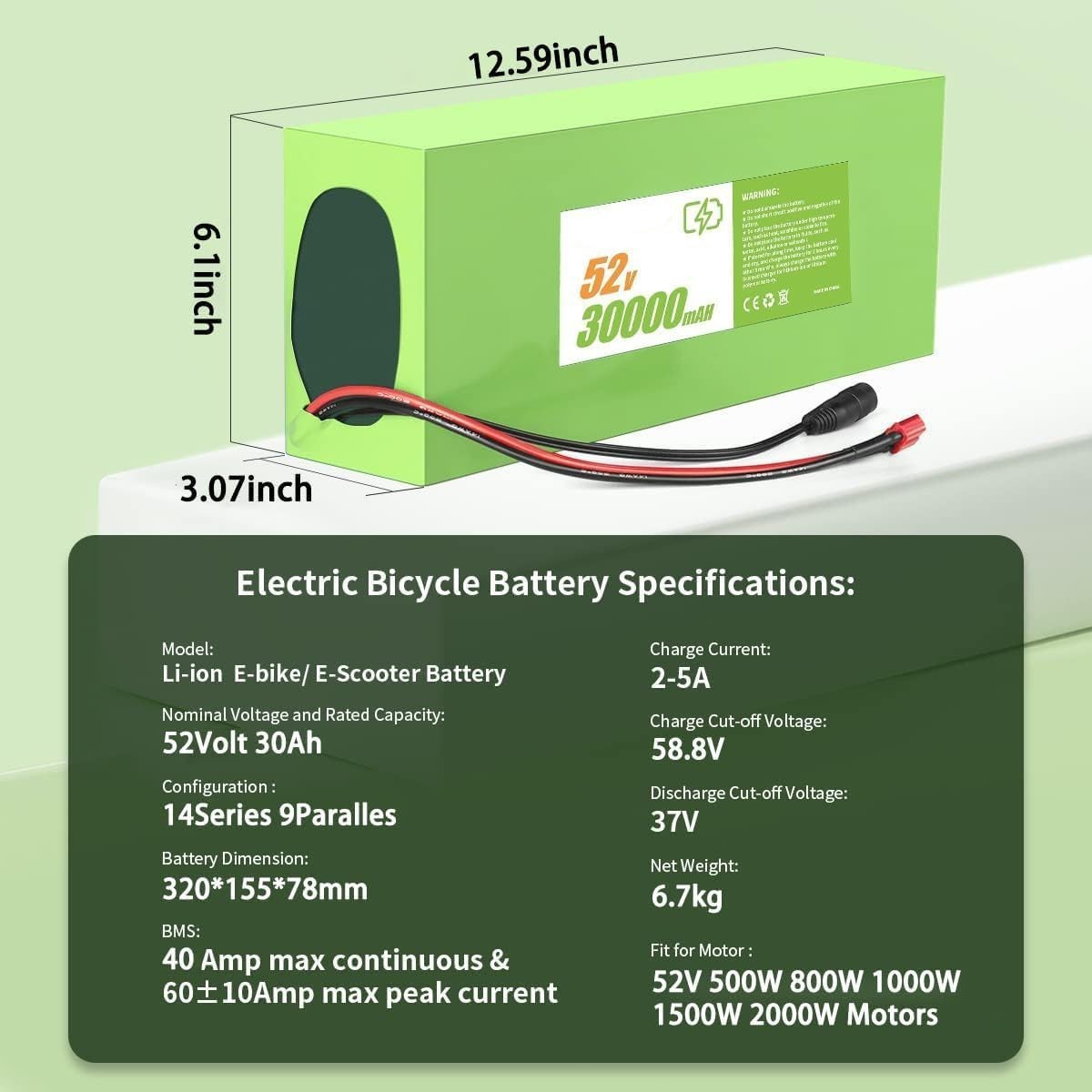 HAILONG 52V 30AH Electric Bicycles Li-ion Battery for 200W-2000W EBike Scooter