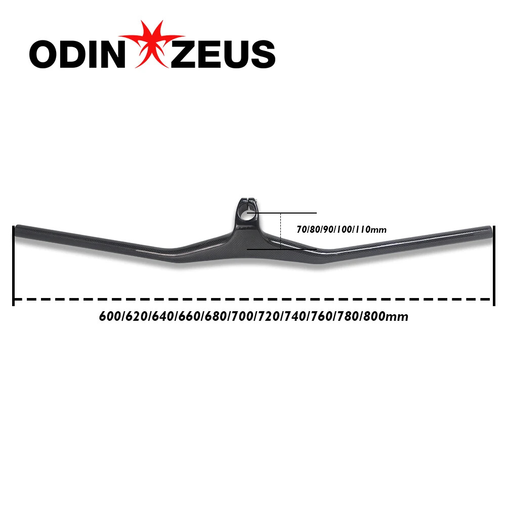 Carbon Fiber MTB Bike Integrated Handlebar with Stem Riser 17 Degree Bike Parts