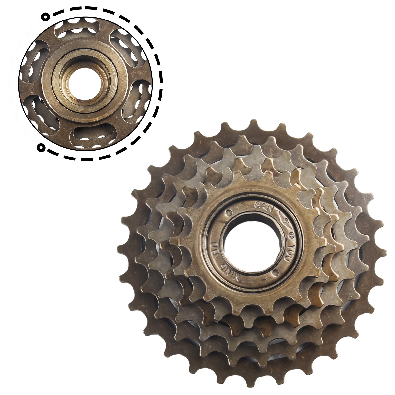 Brown High carbon Steel Bike Parts Screw On Freewheel for Bike 678 Speed