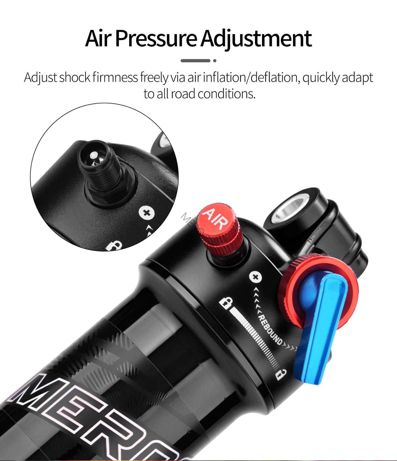 MEROCA Bike MTB Air Shock Mountain Bicycle Rear Shock Absorbers 165/190/210mm