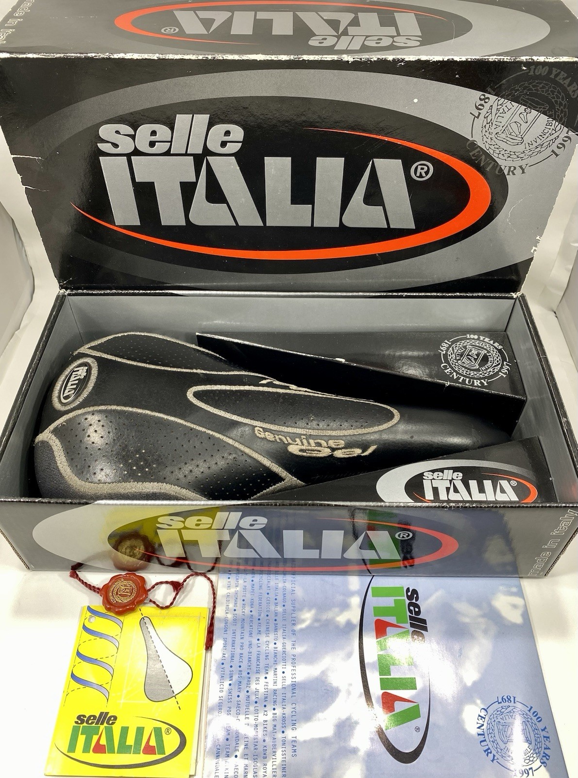 Vintage Selle Italia Flite Titanium Genuine Gel Saddle Ti Seat Black Gray + Box