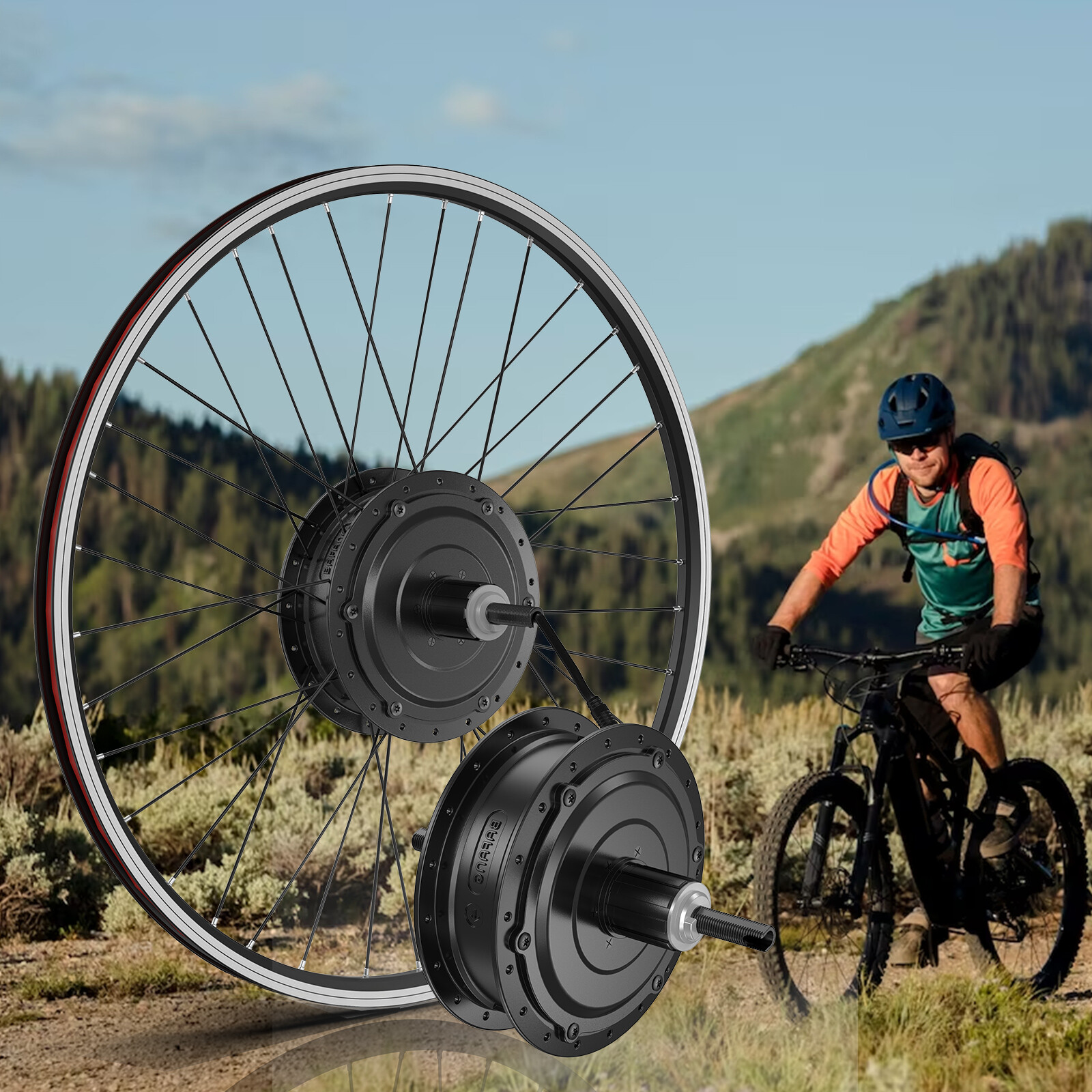 BAFANG 48V500W Rear Motor 20″26″ 27.5″700C DC Cassette V-Brake Conversion Kit