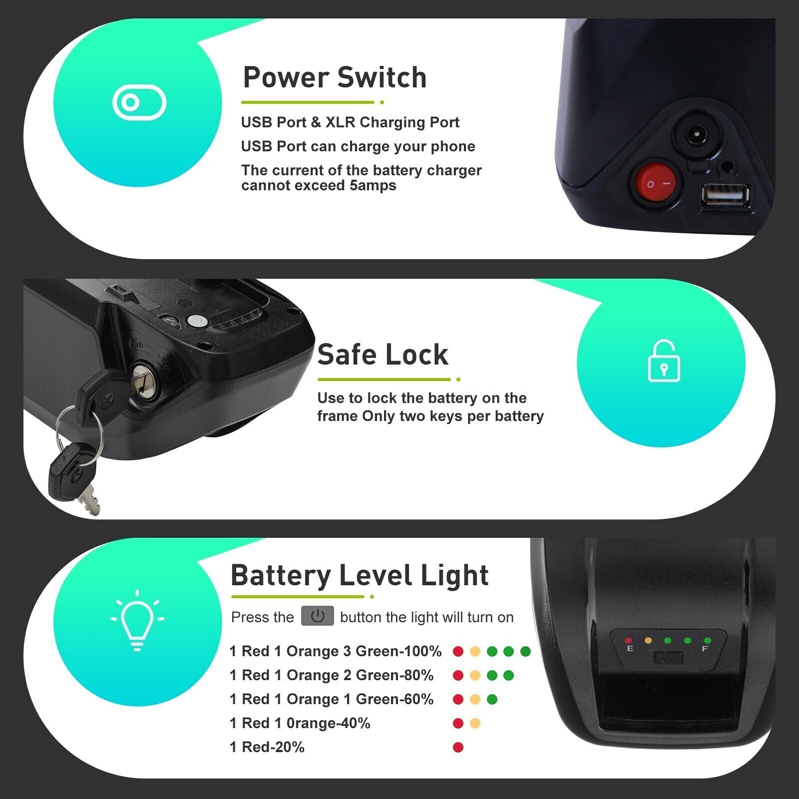52V 20Ah Lithium Ebike Battery Hailong 500W 750W 1000W 1500W 2000W Electric Bike