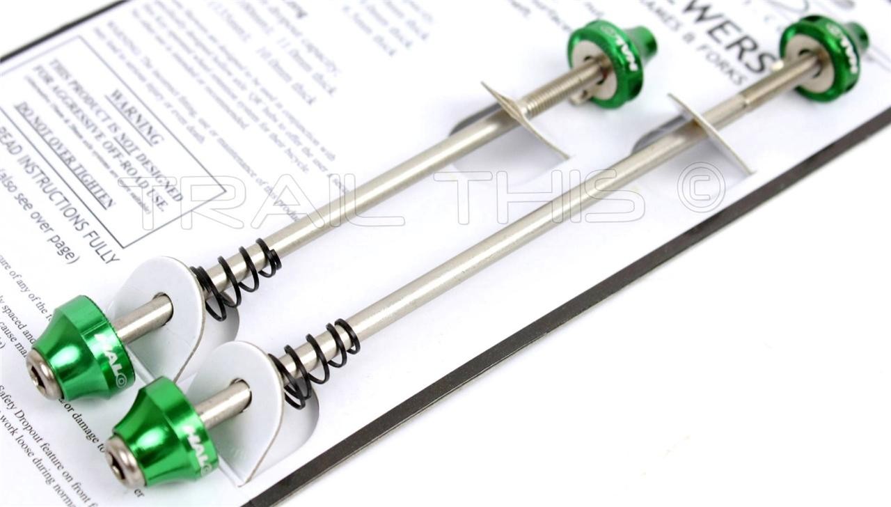 Halo Hex Key 100/135mm GREEN Bolt-On Skewer Set Front/Rear Road/Fixie Bike Cr-Mo