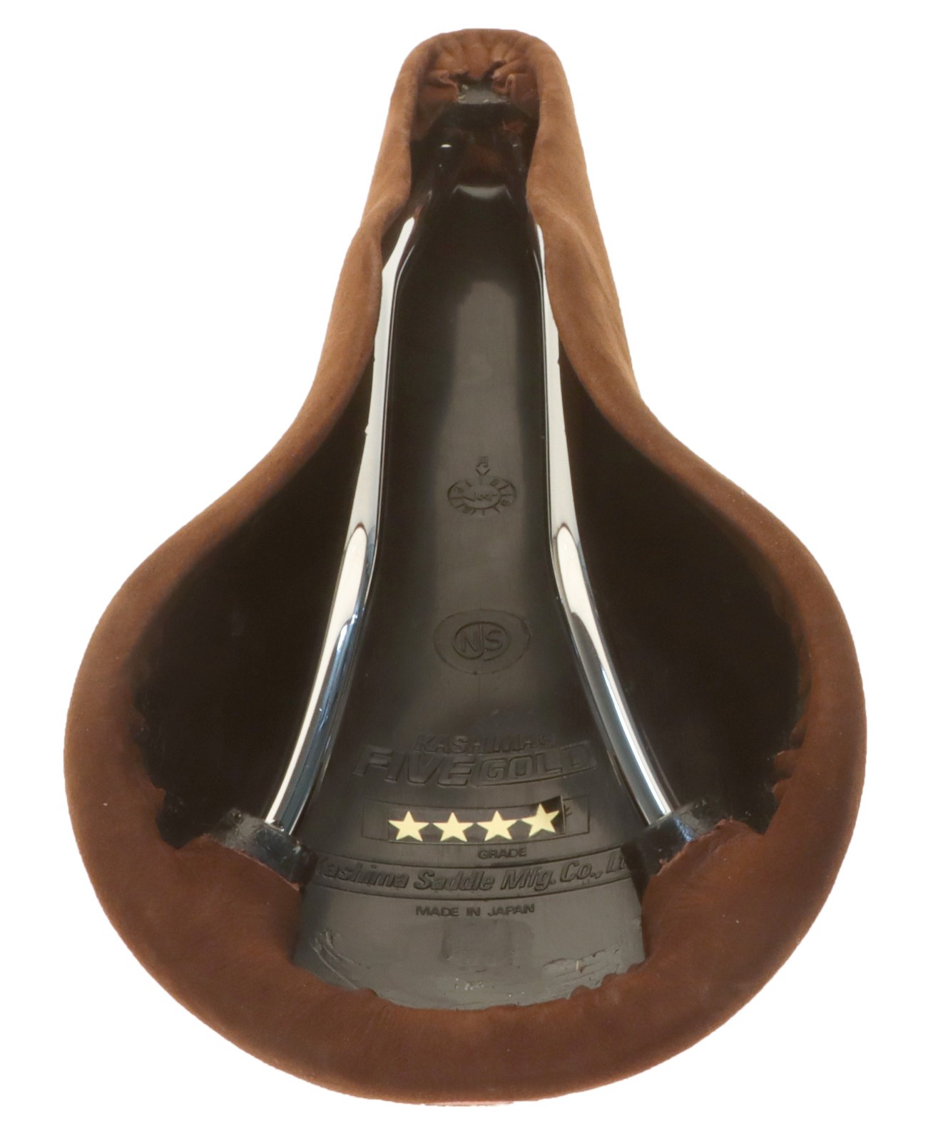 Kashimax Five Gold 7P Saddle NJS 30mm Rails Brown Suede Leather NEW NOS
