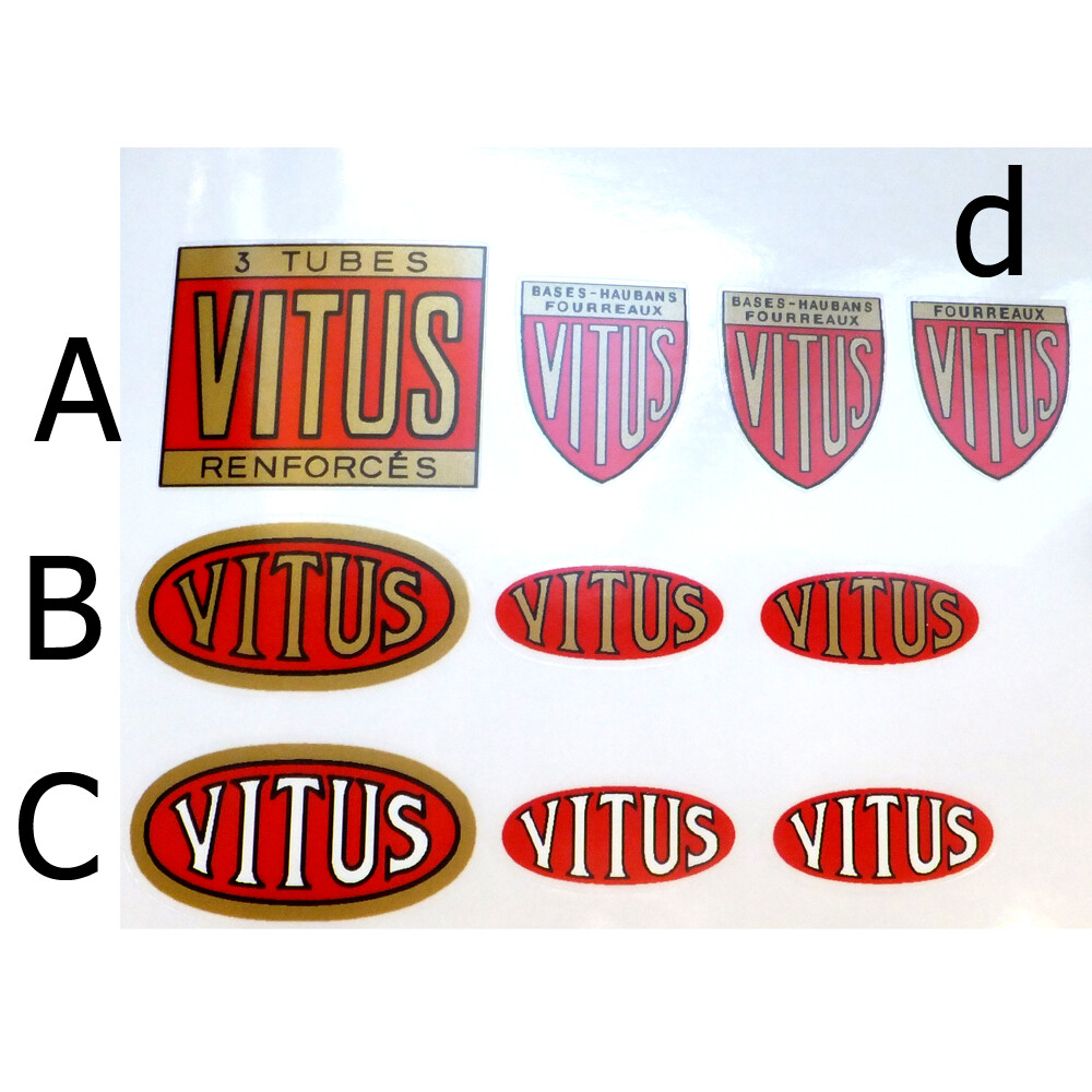 Vitus decals early, ancient Frame and fork choices French one set only