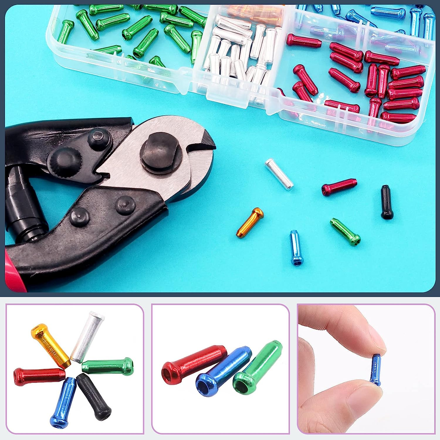 Stainless Steel Bike Cable Cutter and Brake/Shift Cable Kit with Crimp Terminals