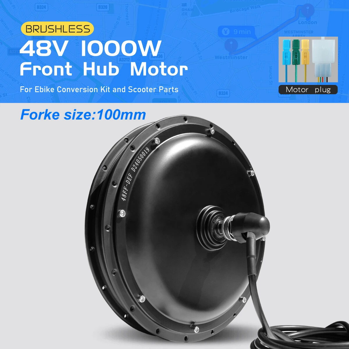 Mountain E-bicycle 48V 1000W 1500W Front/Rear Brushless Gearless Hub Motor Wheel