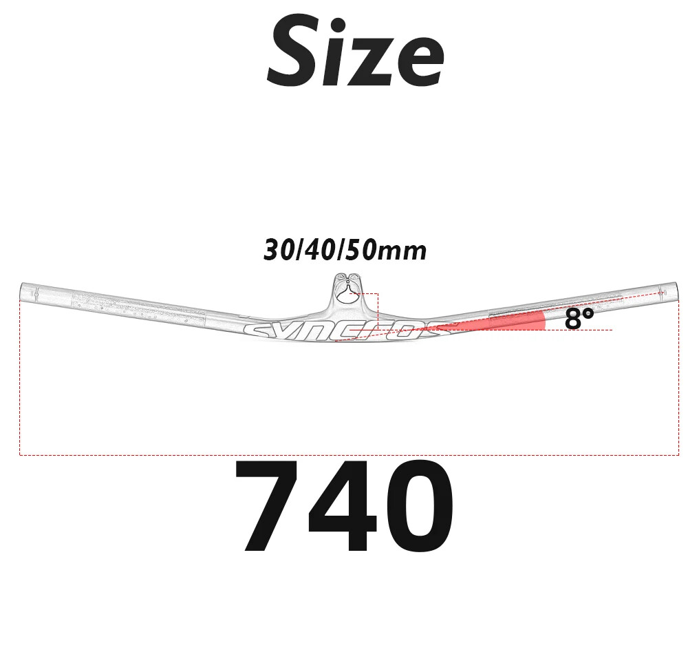 8 Degree With Stem 30/40/50mm Carbon Fiber Mountain Bike Integrated Handlebar