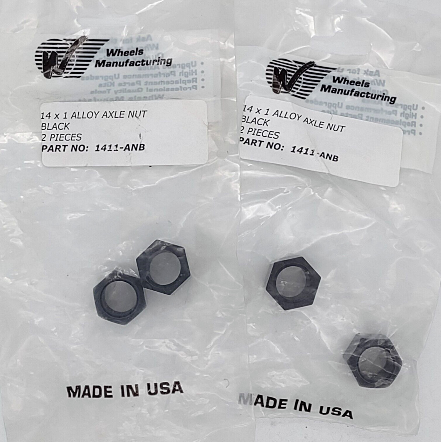 NOS Vintage BMX 14mm Hub Axle Nuts 2 Pair USA Made Alloy Mid School Oversized