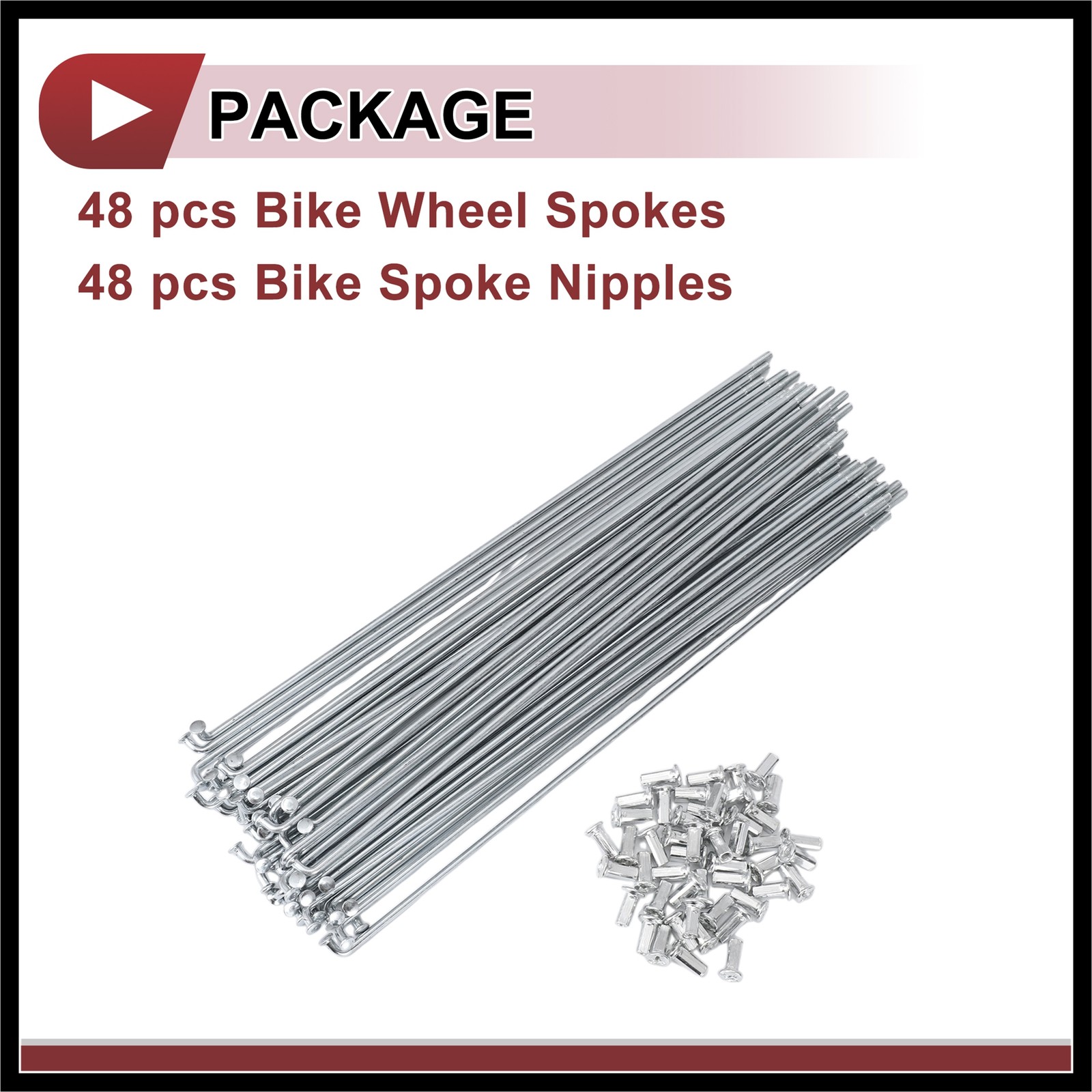 48 Set 10G Bicycle Spokes 260mm Bike Wheel Spoke Carbon Steel Galvanized