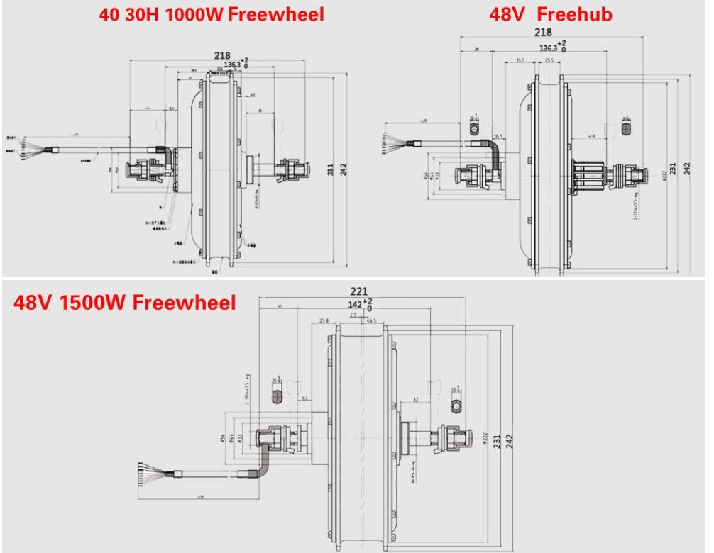 Geard Motor 36V 48V Wheel Hub Motor E-bike Conversion Kit 350W 500W 1000W 1500W