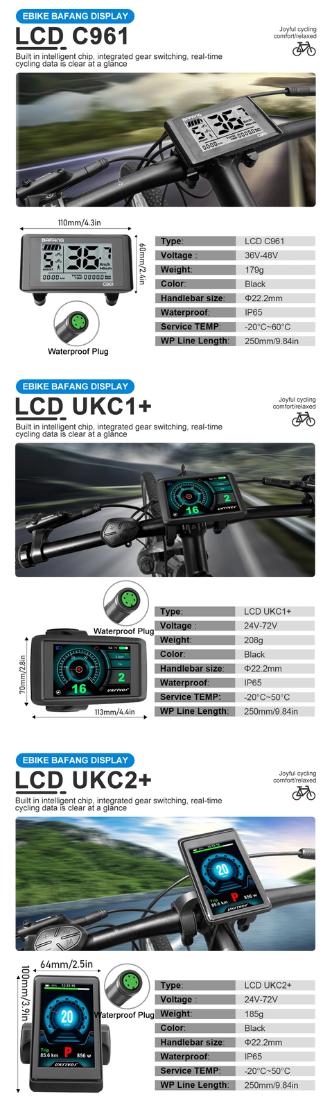 E-bike Intelligent LCD Screen Waterproof 5 Pin OLED Display for Mid Drive Motor