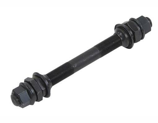 ABSOLUTE GENUINE 165MM LONG FRONT 14MM HUB AXLE IN BLACK FOR FREEWHEEL.
