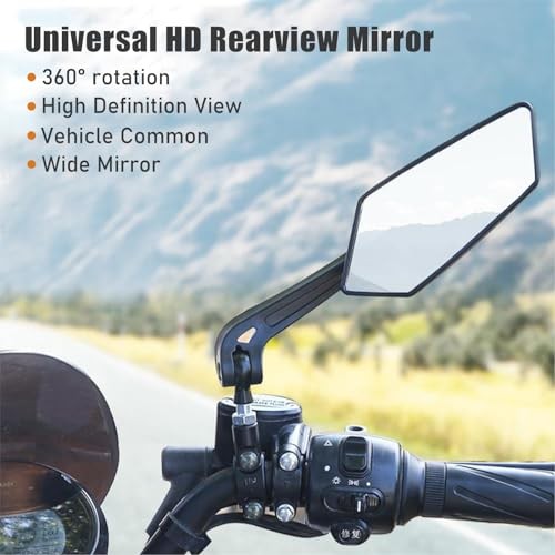 1 Pair Bike Mirrors, Motorcycle Cycling Rearview Mirror, 360 Degree Rotatable