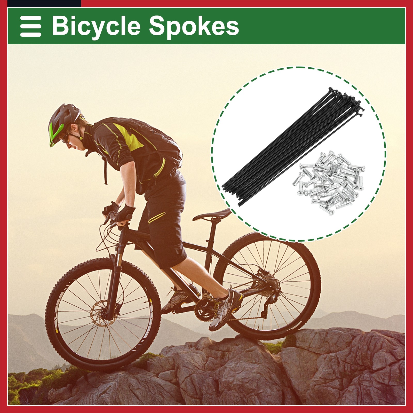 Set14G 195mm Length Bicycle Spokes Nipple Carbon Steel Black Universal
