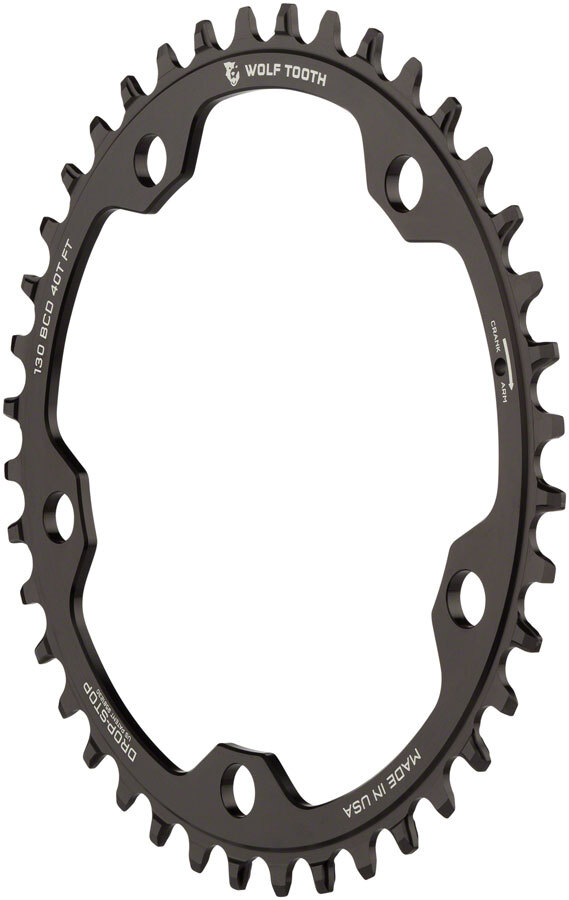 Wolf Tooth Chainring 40t 130 BCD 5-Bolt 10/11/12-Spd Alloy Blk Road Cyclocros