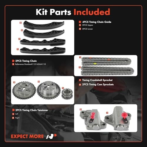 11PCS Engine Timing Chain Kit W/Sprocket & Tensioner & Guide Compatible with