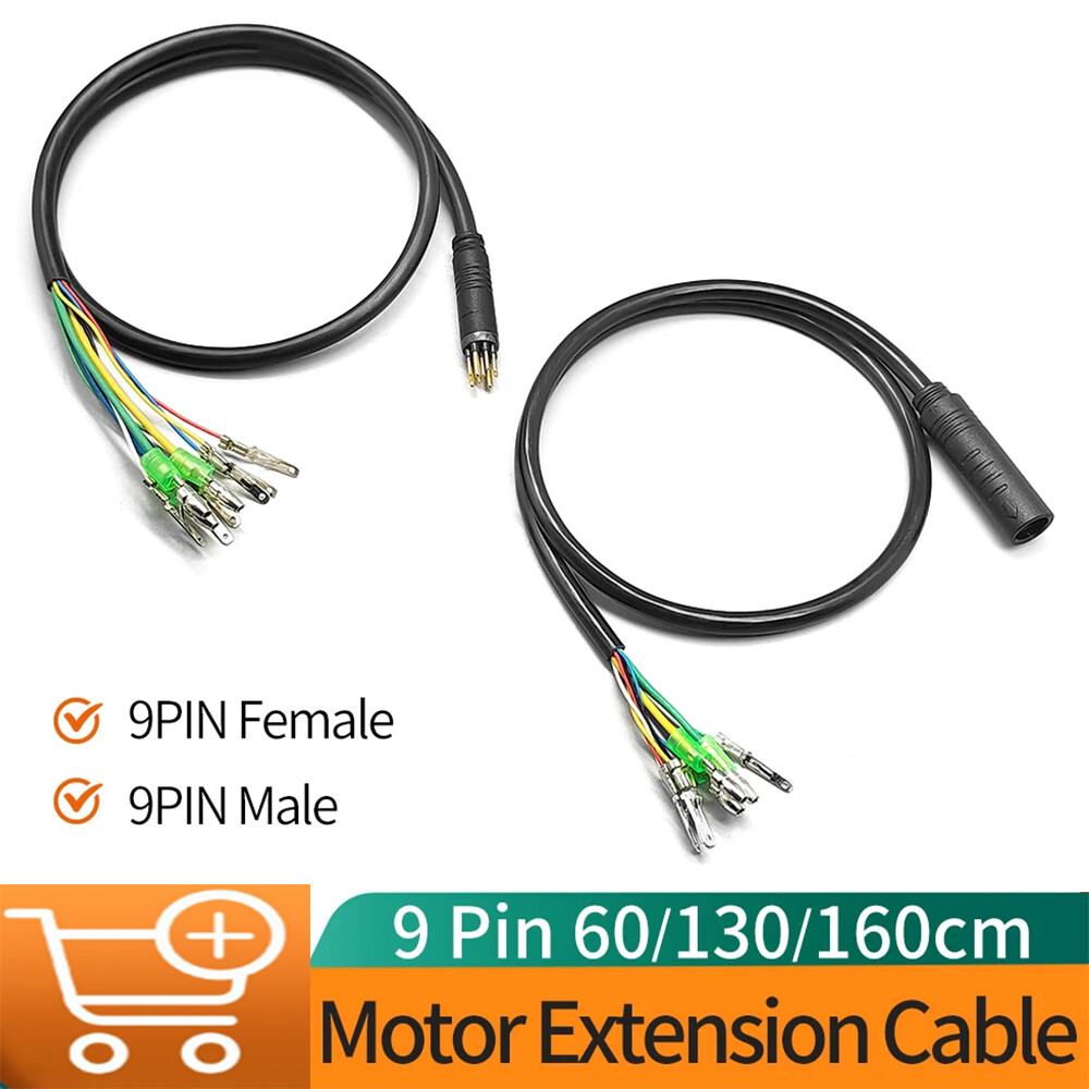 E-bike Electric Bicycle Hub Motor Extension Cable 9Pin Male Female Wire 90-160cm