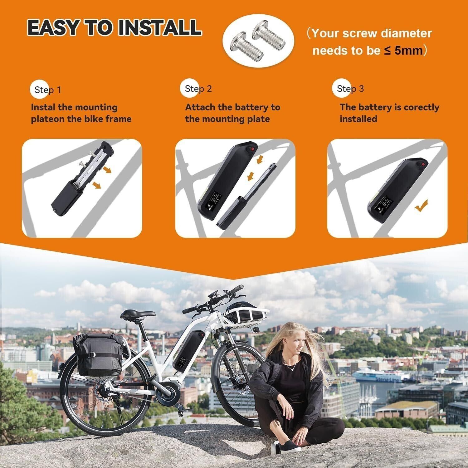 36V 15Ah Hailong Lithium Battery 40A BMS 4Pin for 200W-1500W Ebike Electric Bike