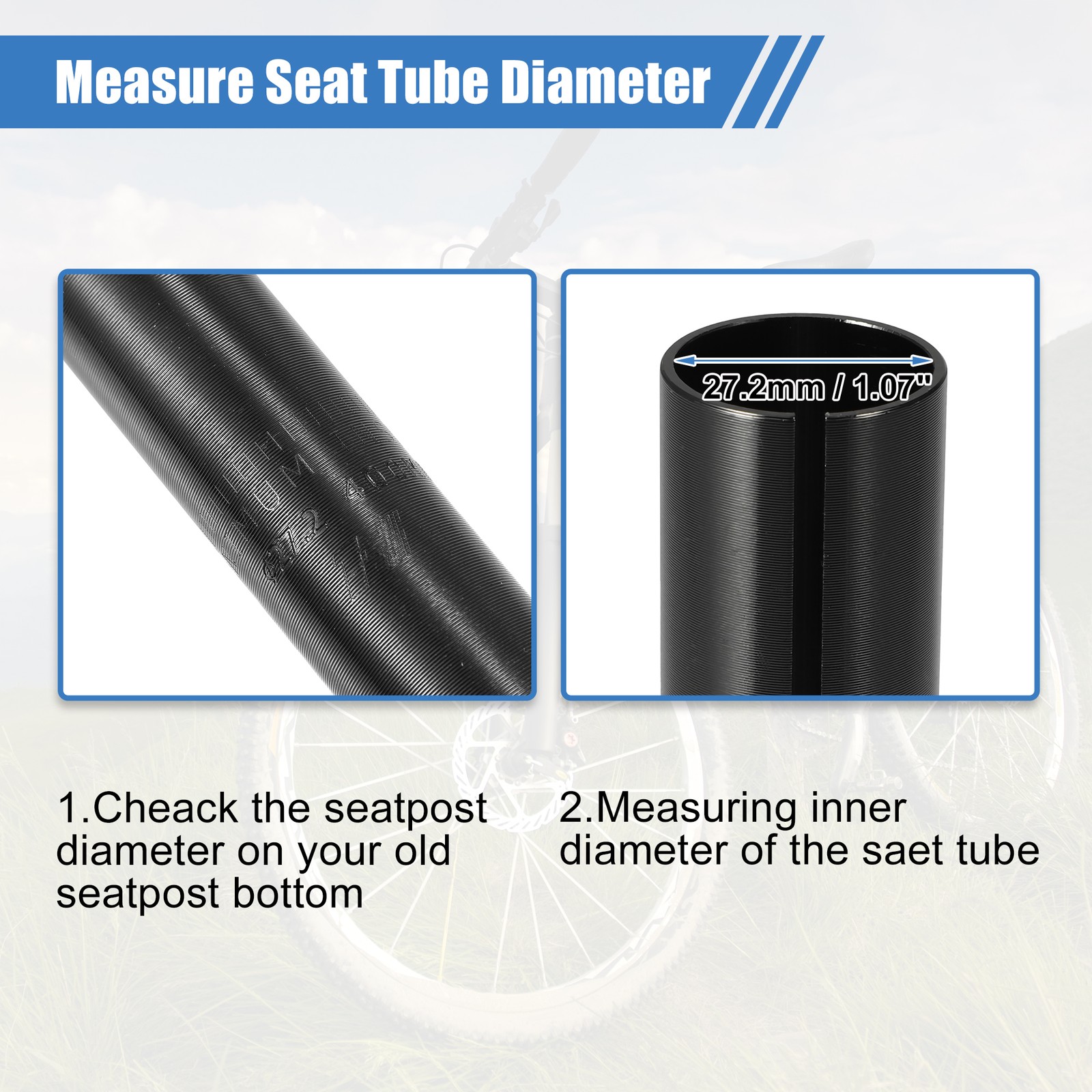 2 Pcs 27.2mm to 31.8mm Bicycle Seat Post Tube Adapter Reducing Sleeve Black