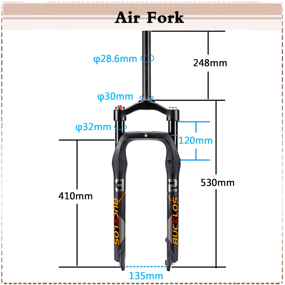 26*4.0 inch MTB Fat Bike Air Suspension Fork 1-1/8 Threadless Disc Brake Fork QR