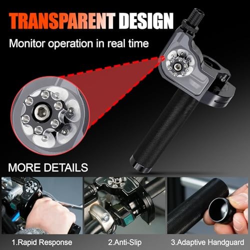 7/8″ 22mm Dirt Bike Throttle Assembly,Aluminum Alloy Transparent Design Black