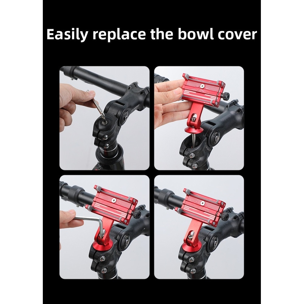 Motorcycle Handlebar Phone Holder Aluminum Alloy 4-Claw Lock 58-88mm Width