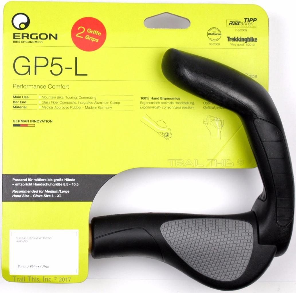 Ergon GP5-L Large Ergo 5-Finger Handlebar Bike Grips Bar Ends MTB / Hybrid