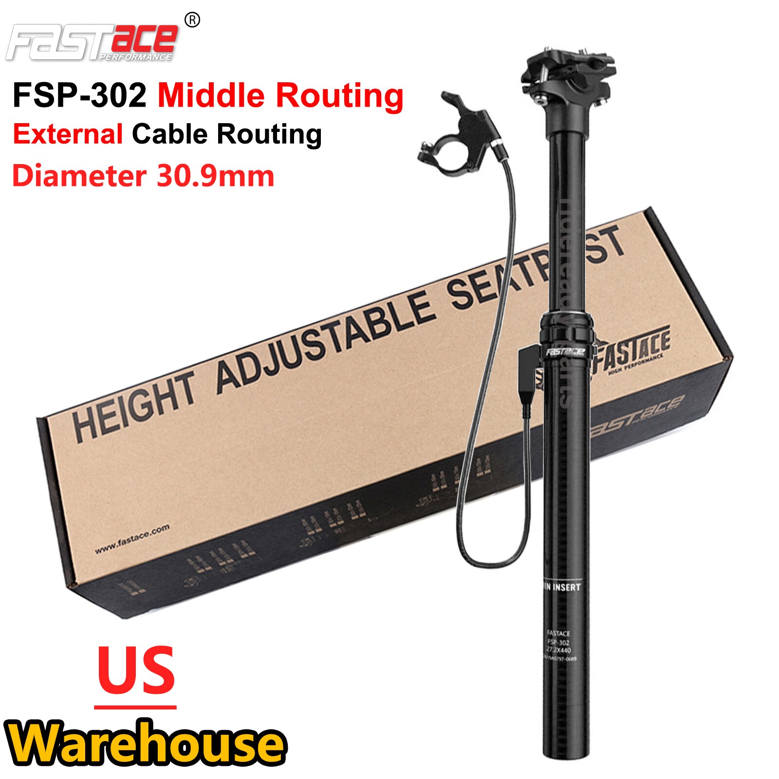 FASTACE Dropper Seatpost 27.2//30.9/31.6mm 440mm MTB Seat Post Remote Cable US