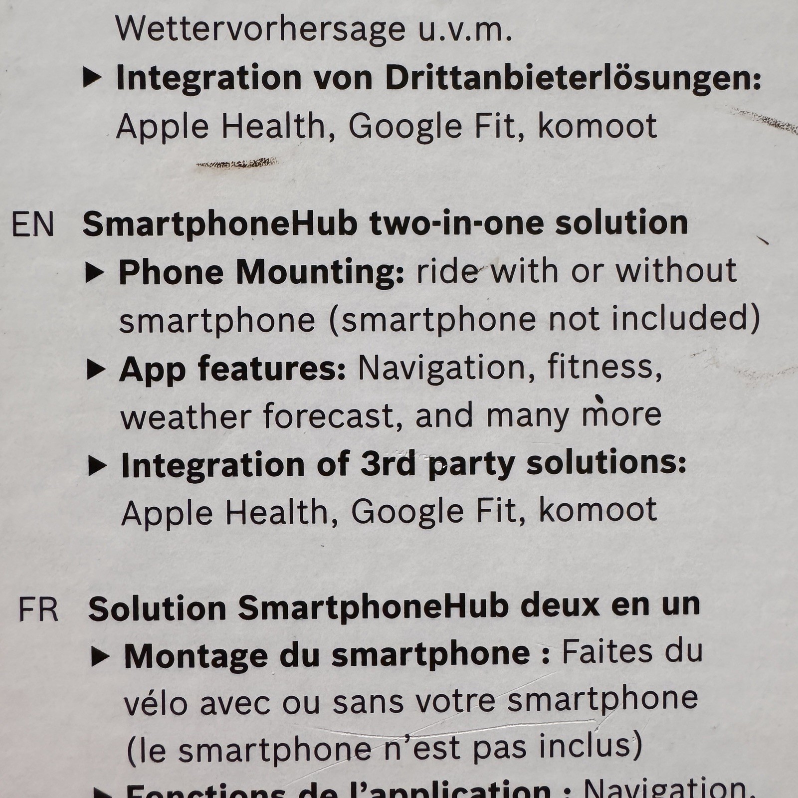 Bosch Smartphone Hub eBike 1500mm Cord Aftermarket Kit