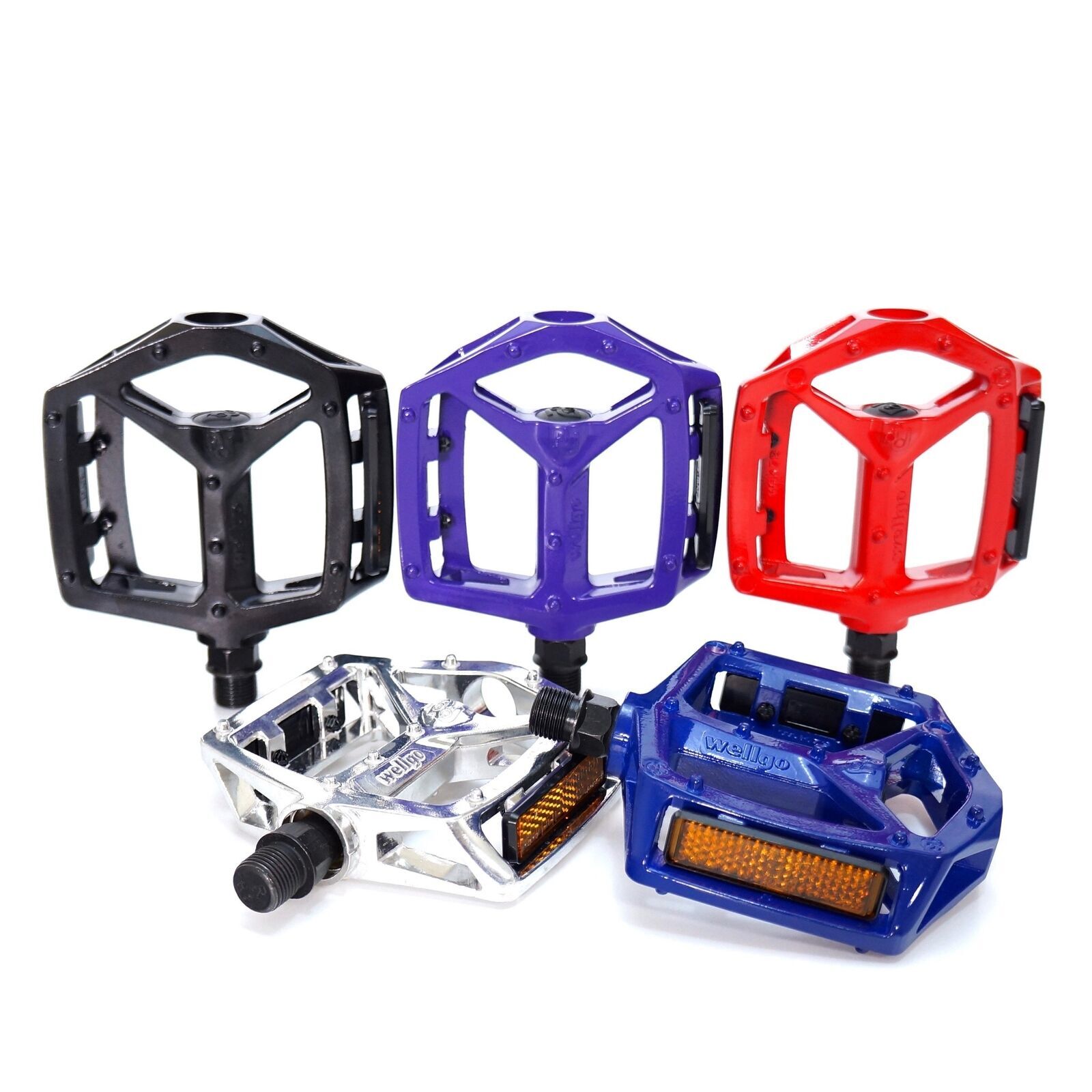 WELLGO MG-3 Fixed Pin Bike Pedals for MTB BMX DH Platform 9/16” Black Red Blue
