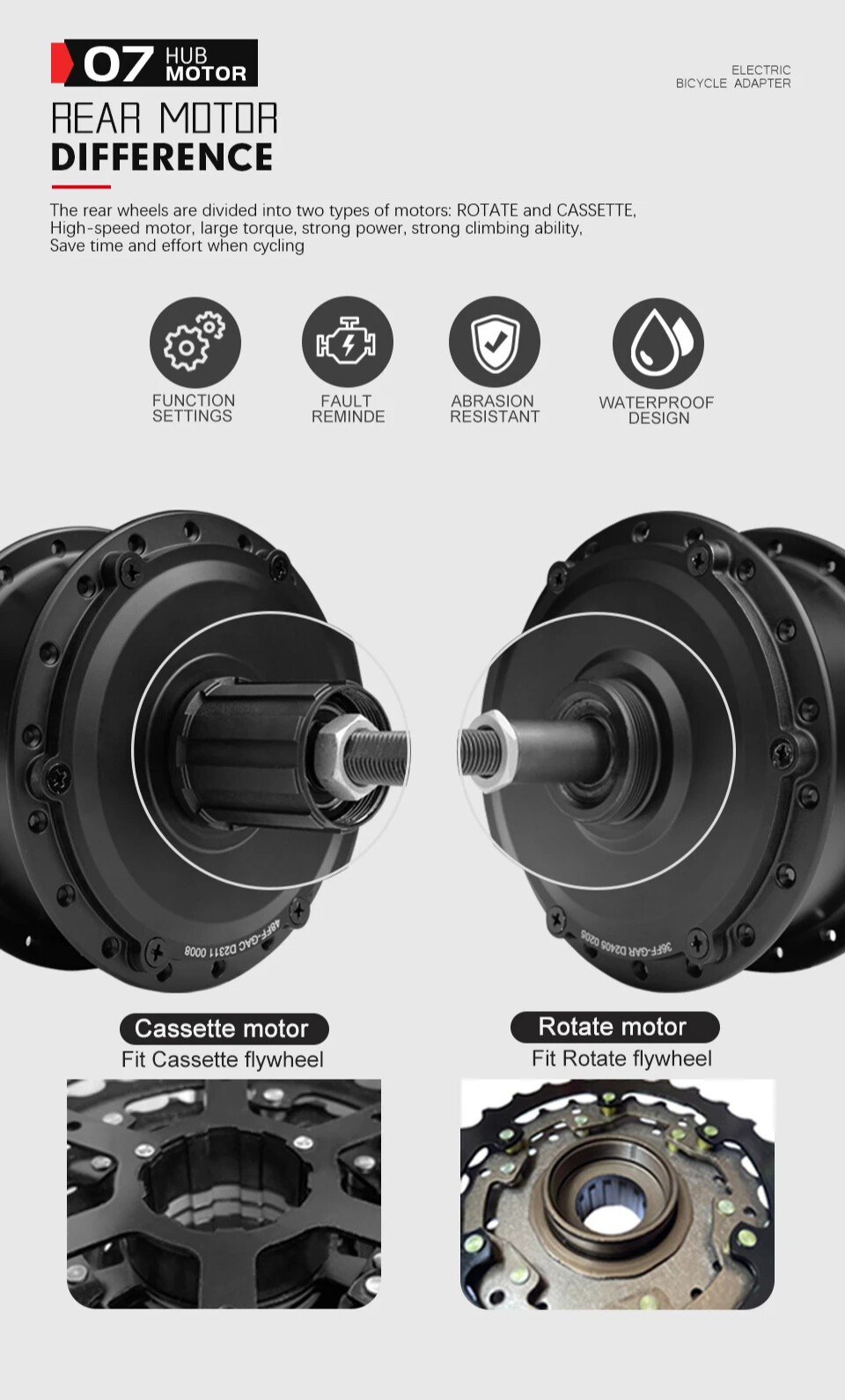 E-bike Motor 36V 48V 250W 350W 500W Front/Rear Brushless Gear Hub Motor Wheel