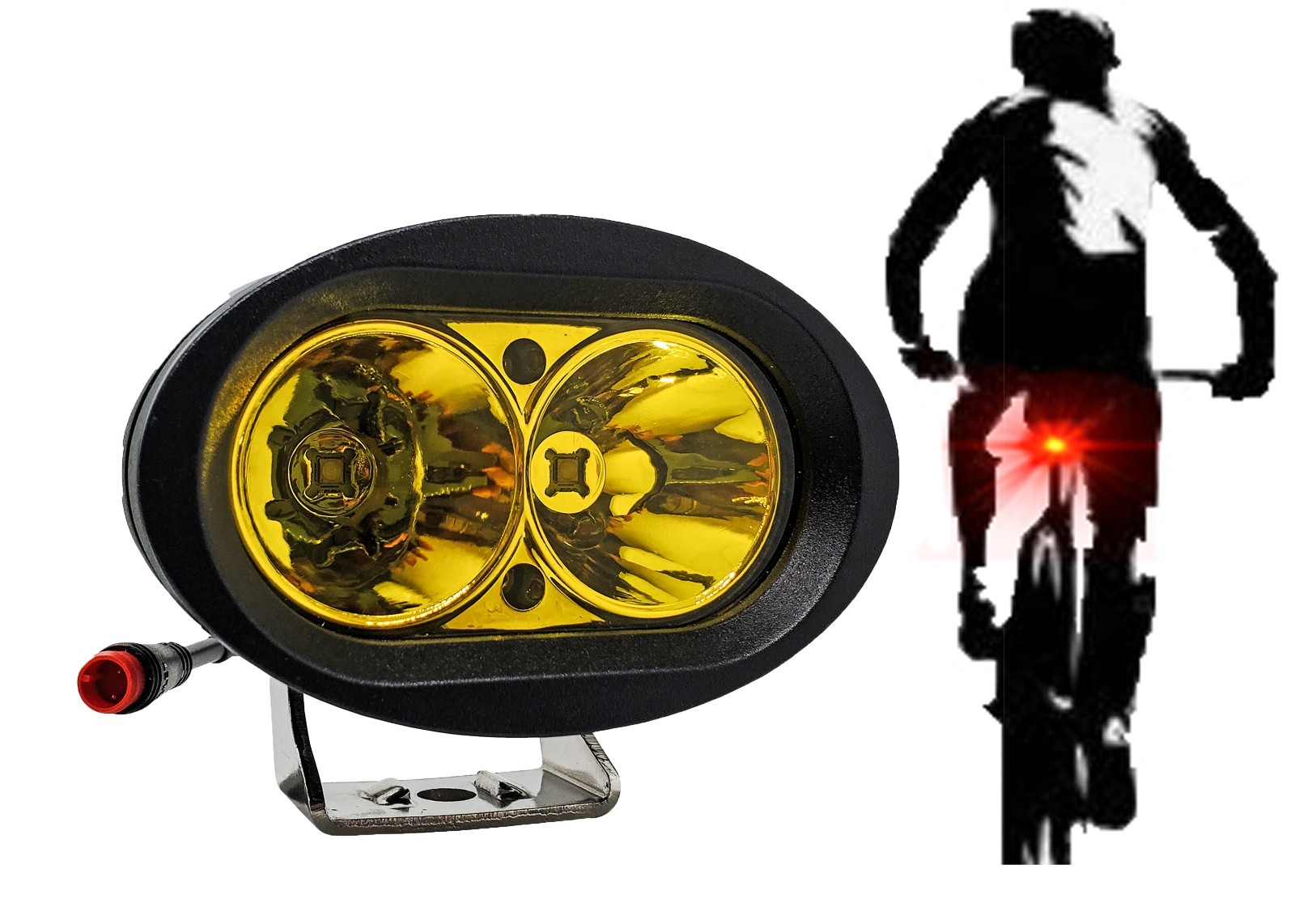Fluorescent Yellow LED Headlight 2-Pin Julet Plug Lectric Aventon Juiced E-Bikes