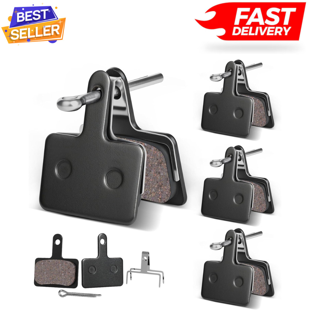 4 Pairs MTB Disc Brake Pads Resin & Semi-Metallic Quiet W/ Install Kit E-Bike