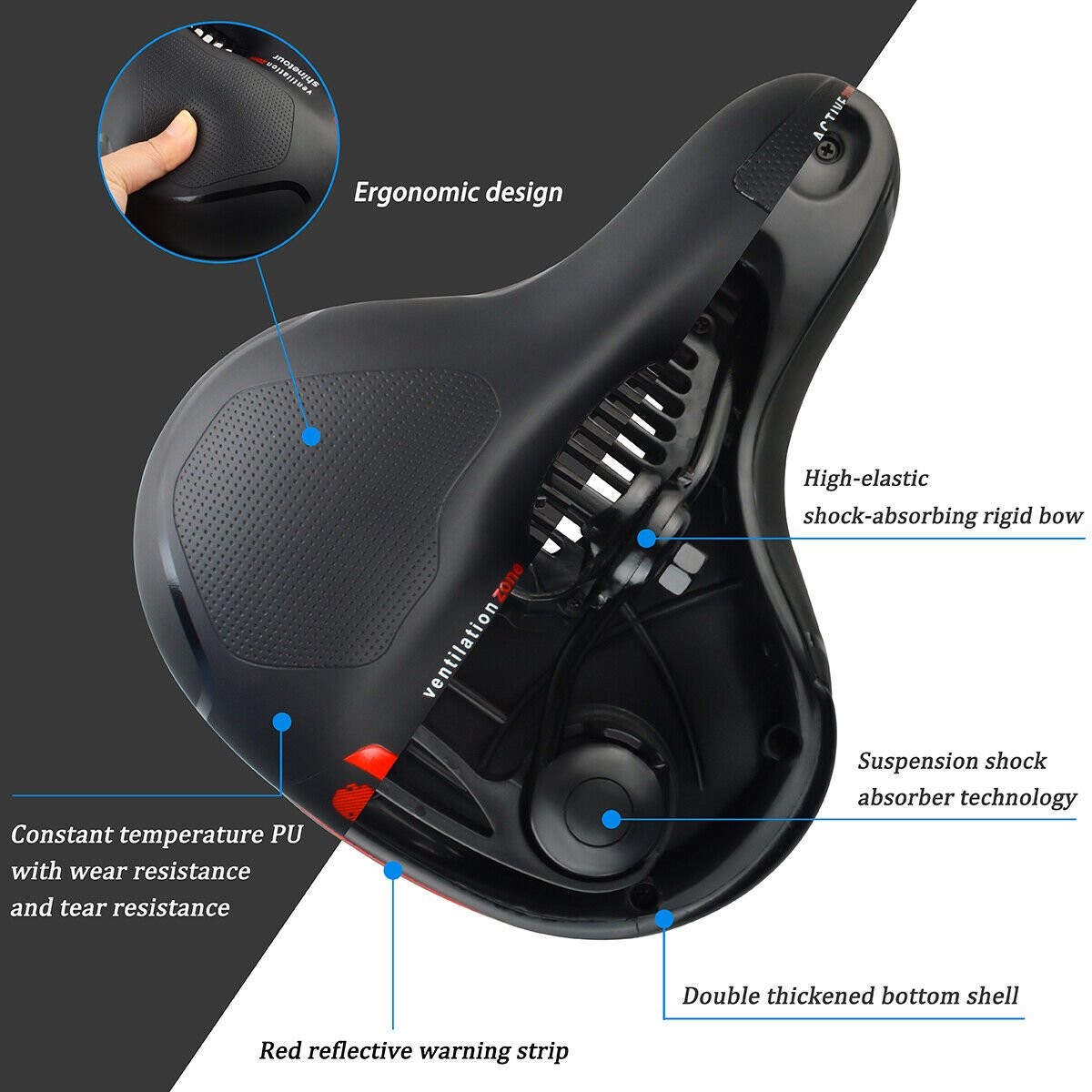 E-bike Bicycle Seat Cushion for Men Women Comfort Soft Gel Wide Bicycle Seat