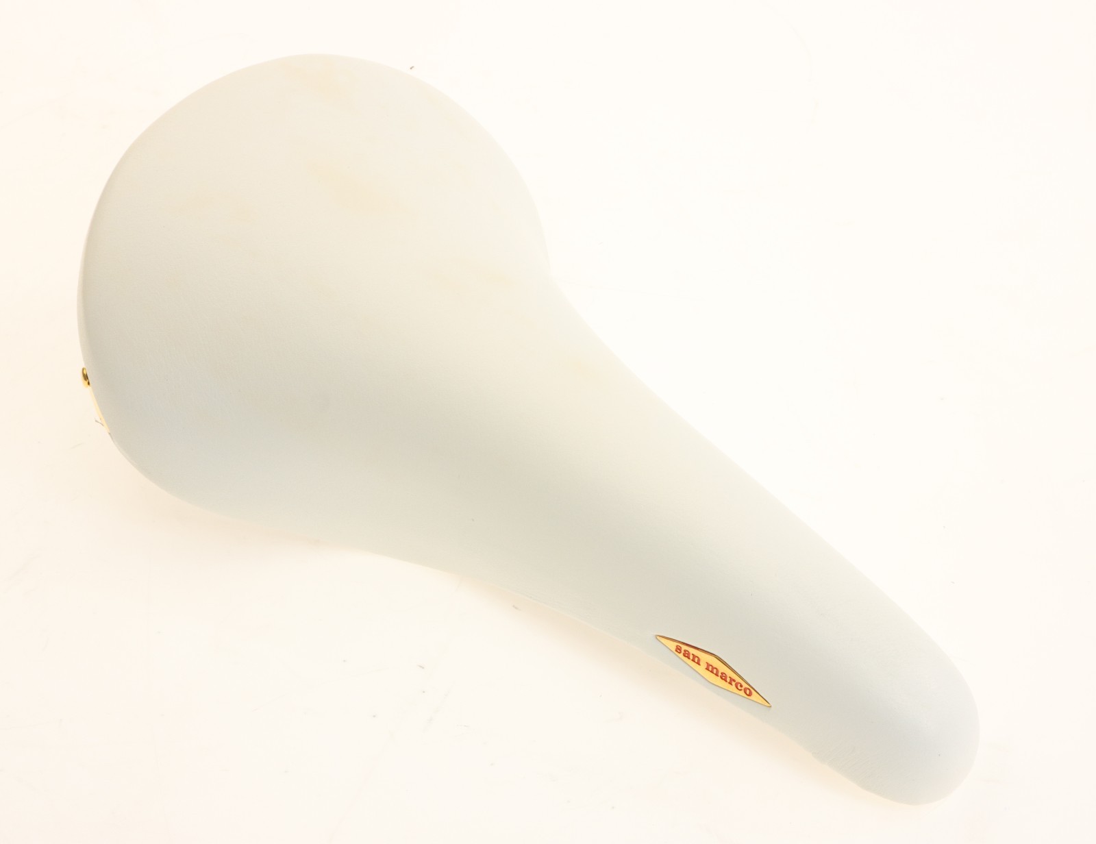 Sella San Marco Rolls White Leather Saddle Brass Steel NEW in Box NOS *Shelfwear