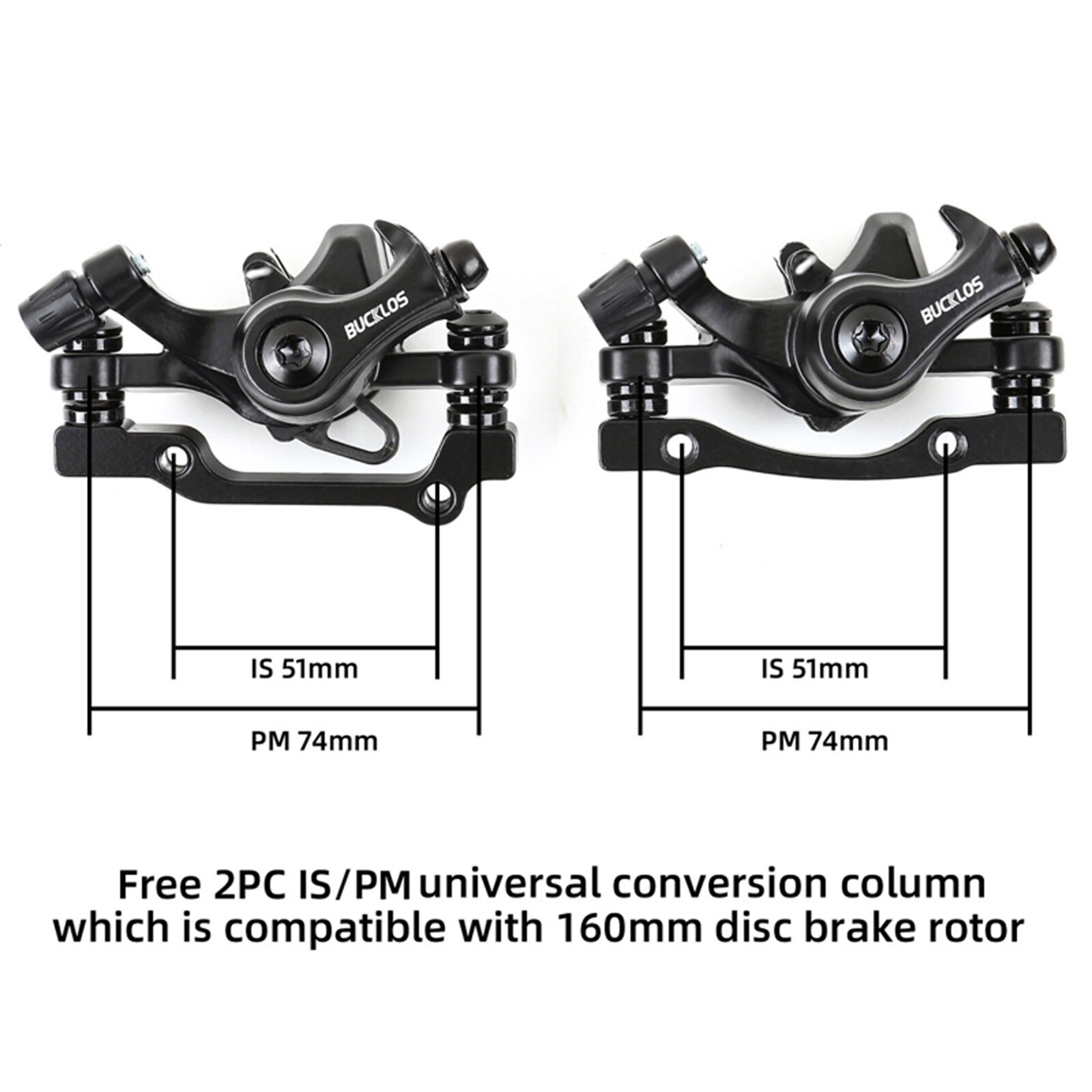 BUCKLOS Mechanical Linaer Pull Disc Brake Caliper Mountain Bike Front Rear 160mm